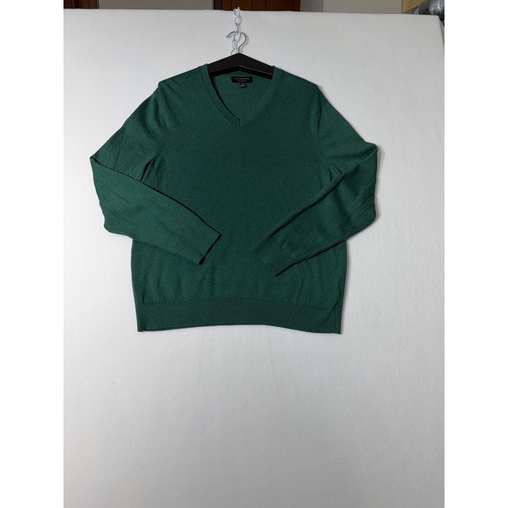 Banana Republic Mens Green Premium Luxe Yarn V-Neck Silk Cashmere Sweater L